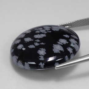 Obsidiana nevada negro natural de 25,36 ct, corte redondo, opaco