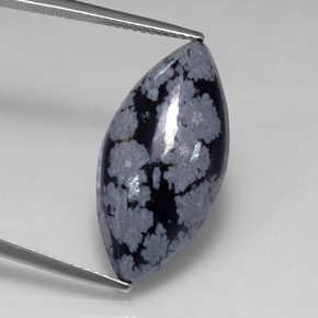 Obsidiana Copo de Nieve Gris-Blanco y negro natural de 9.87 ct, Marquesa, Opaco