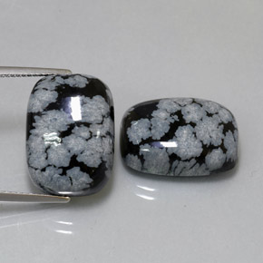 Gemas de obsidiana nevada multicolor natural de  ct, corte cojín, opaco