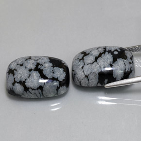Gemas de obsidiana nevada multicolor natural de  ct, corte cojín, opaco