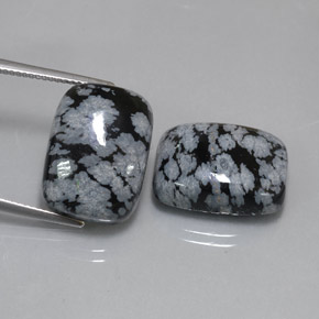 Gemas de obsidiana nevada multicolor natural de  ct, corte cojín, opaco