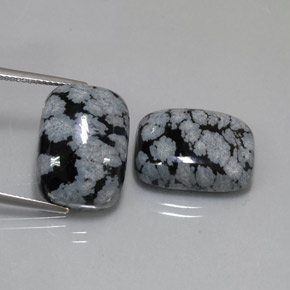 Gemas de obsidiana nevada multicolor natural de  ct, corte cojín, opaco