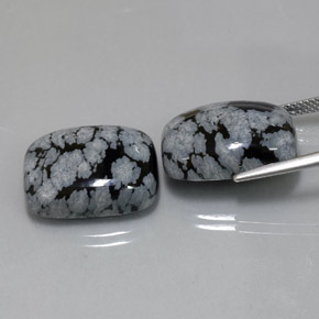Gemas de obsidiana nevada multicolor natural de  ct, corte cojín, opaco