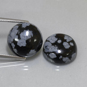 Gemas de obsidiana nevada multicolor natural de  ct, corte redondo, opaco