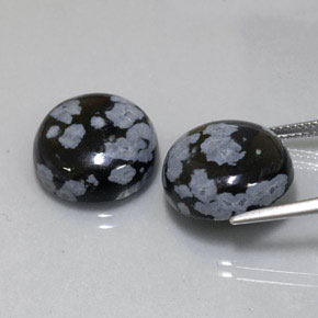 Gemas de obsidiana nevada multicolor natural de  ct, corte redondo, opaco