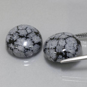 Gemas de obsidiana nevada multicolor natural de  ct, corte redondo, opaco