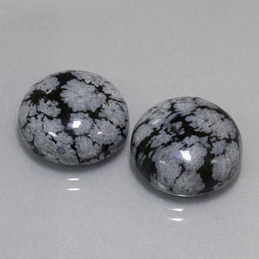 Gemas de obsidiana nevada negro natural de  ct, corte redondo, opaco