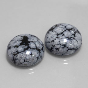 Gemas de obsidiana nevada negro natural de  ct, corte redondo, opaco