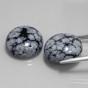 Gemas de obsidiana nevada negro natural de  ct, corte redondo, opaco