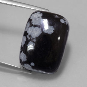 Obsidiana nevada negro natural de 12,25 ct, corte cojín, opaco