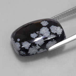 Obsidiana nevada negro natural de 12,25 ct, corte cojín, opaco