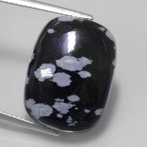 Obsidiana nevada negro natural de 14,24 ct, corte cojín, opaco