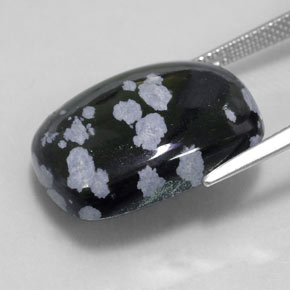Obsidiana nevada negro natural de 14,24 ct, corte cojín, opaco