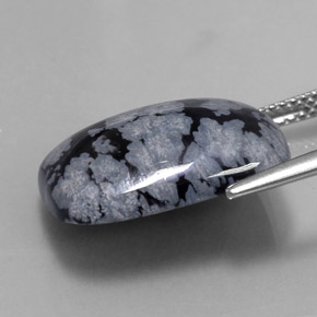 Obsidiana Copo de Nieve Gris-Blanco y negro natural de 10.02 ct, Corte Cojín, Opaco