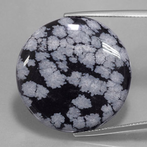Obsidiana Copo de Nieve Gris-Blanco y negro natural de 27.54 ct, Corte Redondo, Opaco