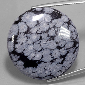 Obsidiana nevada negro natural de 35,88 ct, corte redondo, opaco