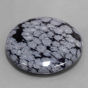 Obsidiana nevada negro natural de 35,88 ct, corte redondo, opaco