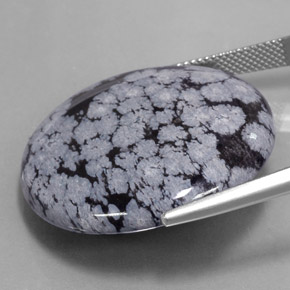 Obsidiana nevada negro natural de 35,88 ct, corte redondo, opaco