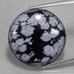 Obsidiana Copo de Nieve Gris-Blanco y negro natural de 28.36 ct, Corte Redondo, Opaco