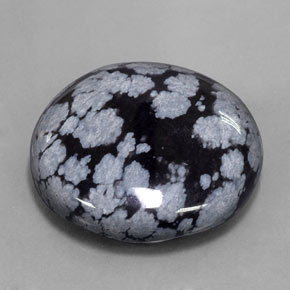 Obsidiana Copo de Nieve Gris-Blanco y negro natural de 28.36 ct, Corte Redondo, Opaco