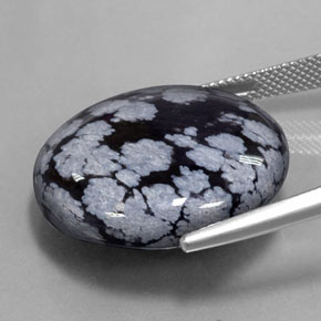 Obsidiana Copo de Nieve Gris-Blanco y negro natural de 28.36 ct, Corte Redondo, Opaco