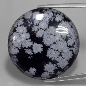 Obsidiana nevada negro natural de 29,16 ct, corte redondo, opaco