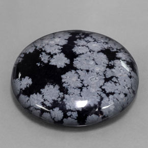 Obsidiana nevada negro natural de 29,16 ct, corte redondo, opaco
