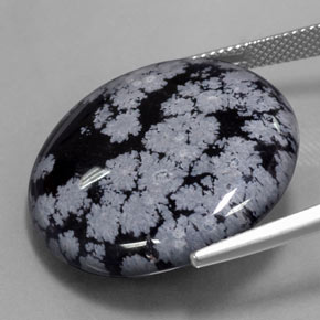 Obsidiana nevada negro natural de 29,16 ct, corte redondo, opaco