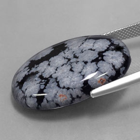 Obsidiana nevada negro natural de 22,37 ct, corte óvalo, opaco