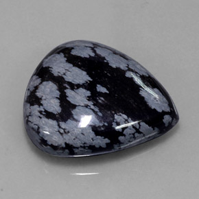 Obsidiana nevada negro natural de 34,56 ct, en forma de pera, opaco