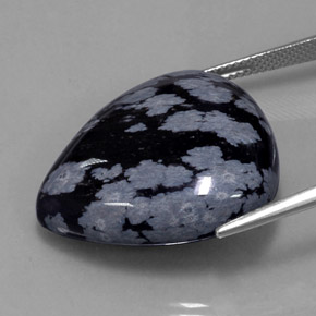 Obsidiana nevada negro natural de 34,56 ct, en forma de pera, opaco