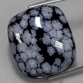 Obsidiana nevada negro natural de 29,46 ct, corte cojín, opaco