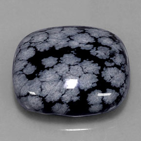 Obsidiana nevada negro natural de 29,46 ct, corte cojín, opaco