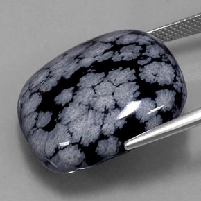 Obsidiana nevada negro natural de 29,46 ct, corte cojín, opaco