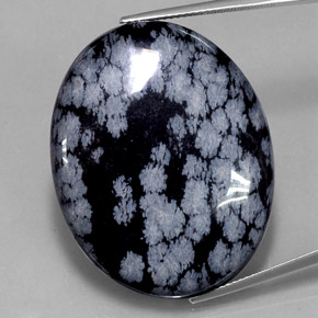 Obsidiana nevada negro natural de 48,46 ct, corte óvalo, opaco