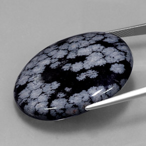 Obsidiana nevada negro natural de 48,46 ct, corte óvalo, opaco