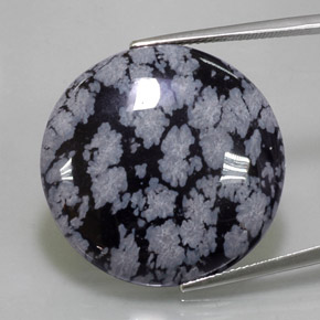 Obsidiana nevada negro natural de 31,32 ct, corte redondo, opaco