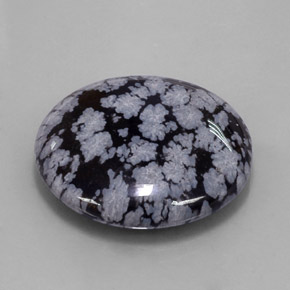 Obsidiana nevada negro natural de 31,32 ct, corte redondo, opaco