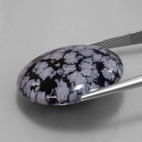 Obsidiana nevada negro natural de 31,32 ct, corte redondo, opaco