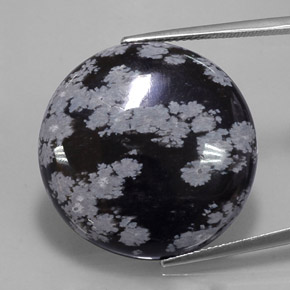 Obsidiana nevada negro natural de 25,93 ct, corte redondo, opaco