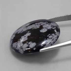 Obsidiana nevada negro natural de 25,93 ct, corte redondo, opaco