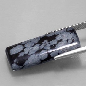 Obsidiana nevada negro natural de 15,68 ct, baguette, opaco