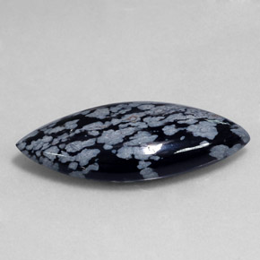 Obsidiana nevada negro natural de 19,75 ct, marquesa, opaco
