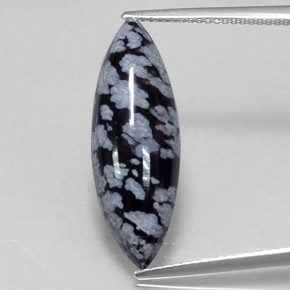 Obsidiana nevada negro natural de 6,42 ct, marquesa, opaco