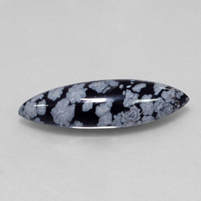 Obsidiana nevada negro natural de 6,42 ct, marquesa, opaco