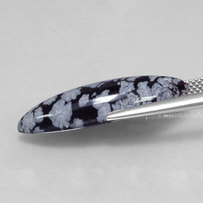 Obsidiana nevada negro natural de 6,42 ct, marquesa, opaco