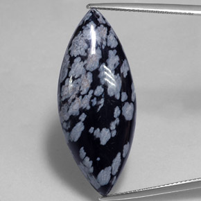 Obsidiana nevada negro natural de 19,40 ct, marquesa, opaco