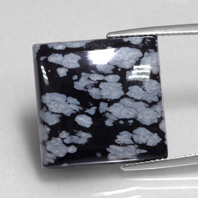 Obsidiana nevada negro natural de 20,90 ct, cuadrado, opaco