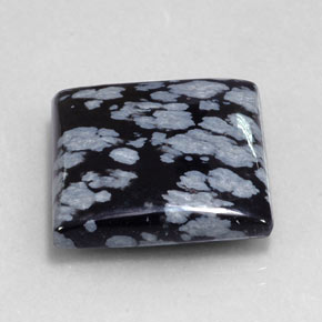 Obsidiana nevada negro natural de 20,90 ct, cuadrado, opaco