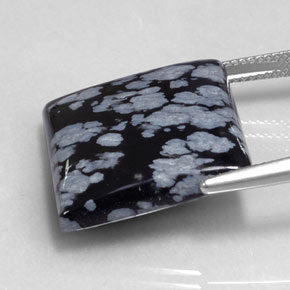 Obsidiana nevada negro natural de 20,90 ct, cuadrado, opaco